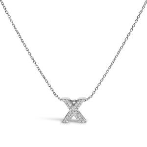 10K White Gold Diamond Accent "A-Z" Initial Bubble Pendant Necklace