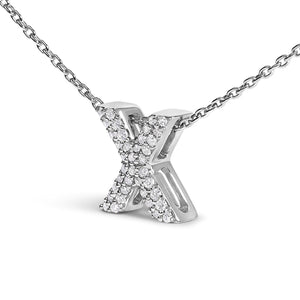 10K White Gold Diamond Accent "A-Z" Initial Bubble Pendant Necklace