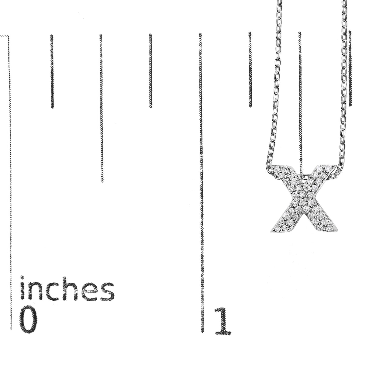 10K White Gold Diamond Accent "A-Z" Initial Bubble Pendant Necklace