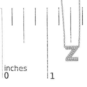 10K White Gold Diamond Accent "A-Z" Initial Bubble Pendant Necklace