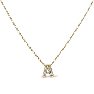 10K Yellow Gold Diamond Accent "A-Z" Initial Bubble Pendant Necklace
