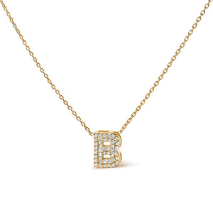 10K White Gold Diamond Accent "A" Initial Bubble Pendant Necklace