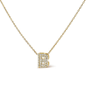 10K Yellow Gold Diamond Accent "A-Z" Initial Bubble Pendant Necklace