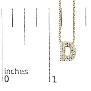 10K Yellow Gold Diamond Accent "A-Z" Initial Bubble Pendant Necklace