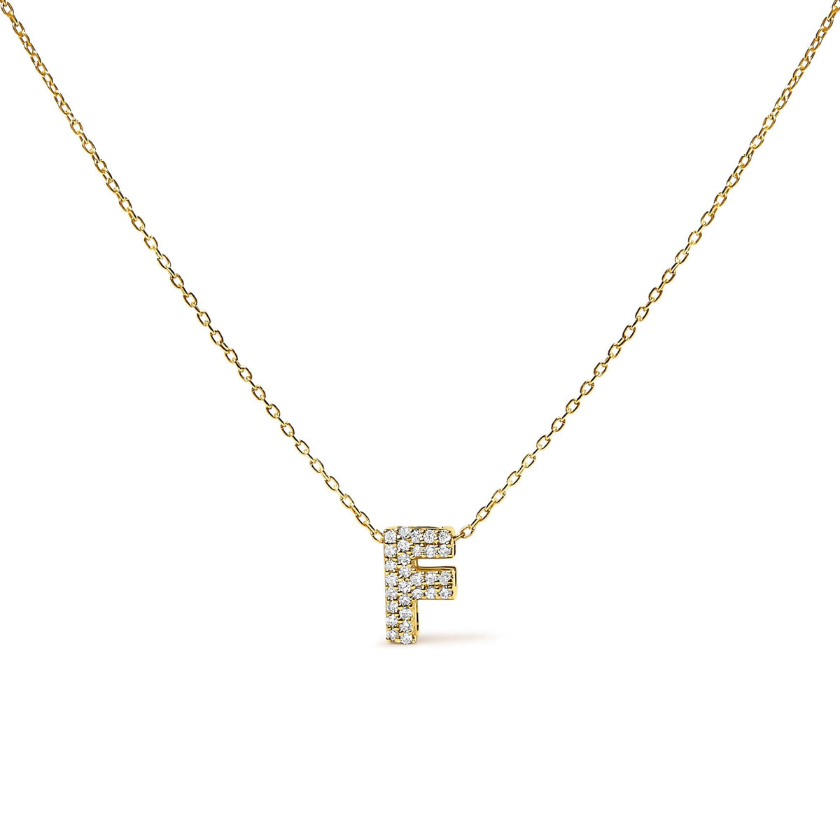 10K Yellow Gold Diamond Accent "A-Z" Initial Bubble Pendant Necklace