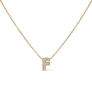 10K Yellow Gold Diamond Accent "A-Z" Initial Bubble Pendant Necklace