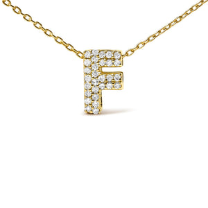 10K Yellow Gold Diamond Accent "A-Z" Initial Bubble Pendant Necklace