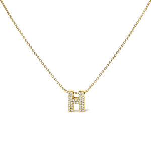 10K Yellow Gold Diamond Accent "A-Z" Initial Bubble Pendant Necklace