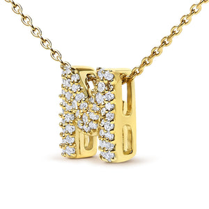10K Yellow Gold Diamond Accent "A-Z" Initial Bubble Pendant Necklace