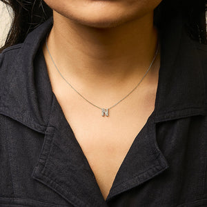 10K Yellow Gold Diamond Accent "A-Z" Initial Bubble Pendant Necklace