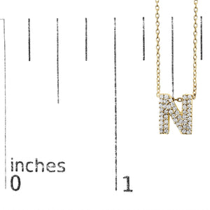 10K Yellow Gold Diamond Accent "A-Z" Initial Bubble Pendant Necklace