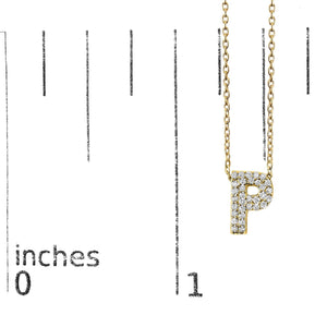 10K Yellow Gold Diamond Accent "A-Z" Initial Bubble Pendant Necklace