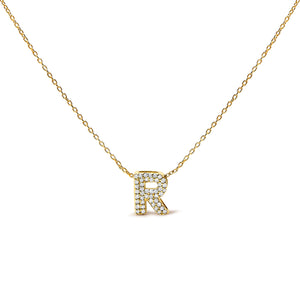 10K White Gold Diamond Accent "A" Initial Bubble Pendant Necklace