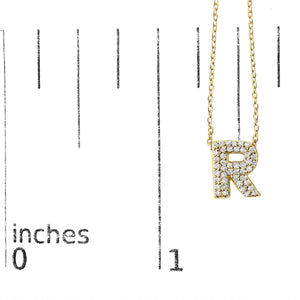 10K Yellow Gold Diamond Accent "A-Z" Initial Bubble Pendant Necklace