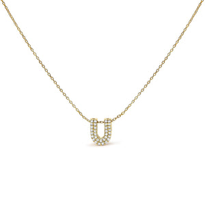 10K Yellow Gold Diamond Accent "A-Z" Initial Bubble Pendant Necklace