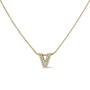 10K Yellow Gold Diamond Accent "A-Z" Initial Bubble Pendant Necklace