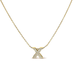 10K Yellow Gold Diamond Accent "A-Z" Initial Bubble Pendant Necklace