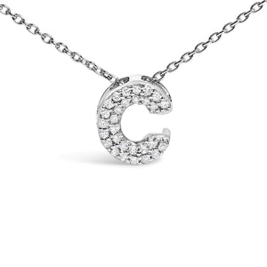 10K White Gold Diamond Accent "A-Z" Initial Bubble Pendant Necklace