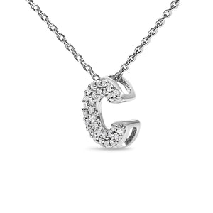 10K White Gold Diamond Accent "A-Z" Initial Bubble Pendant Necklace