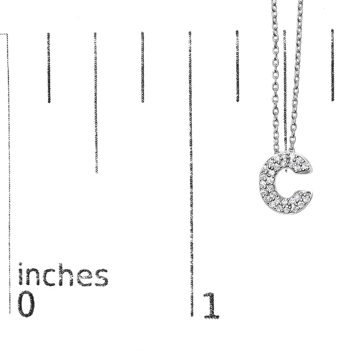 10K White Gold Diamond Accent "A-Z" Initial Bubble Pendant Necklace