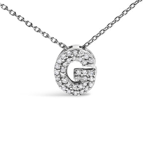 10K White Gold Diamond Accent "A-Z" Initial Bubble Pendant Necklace