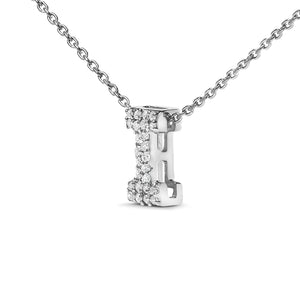 10K White Gold Diamond Accent "A-Z" Initial Bubble Pendant Necklace