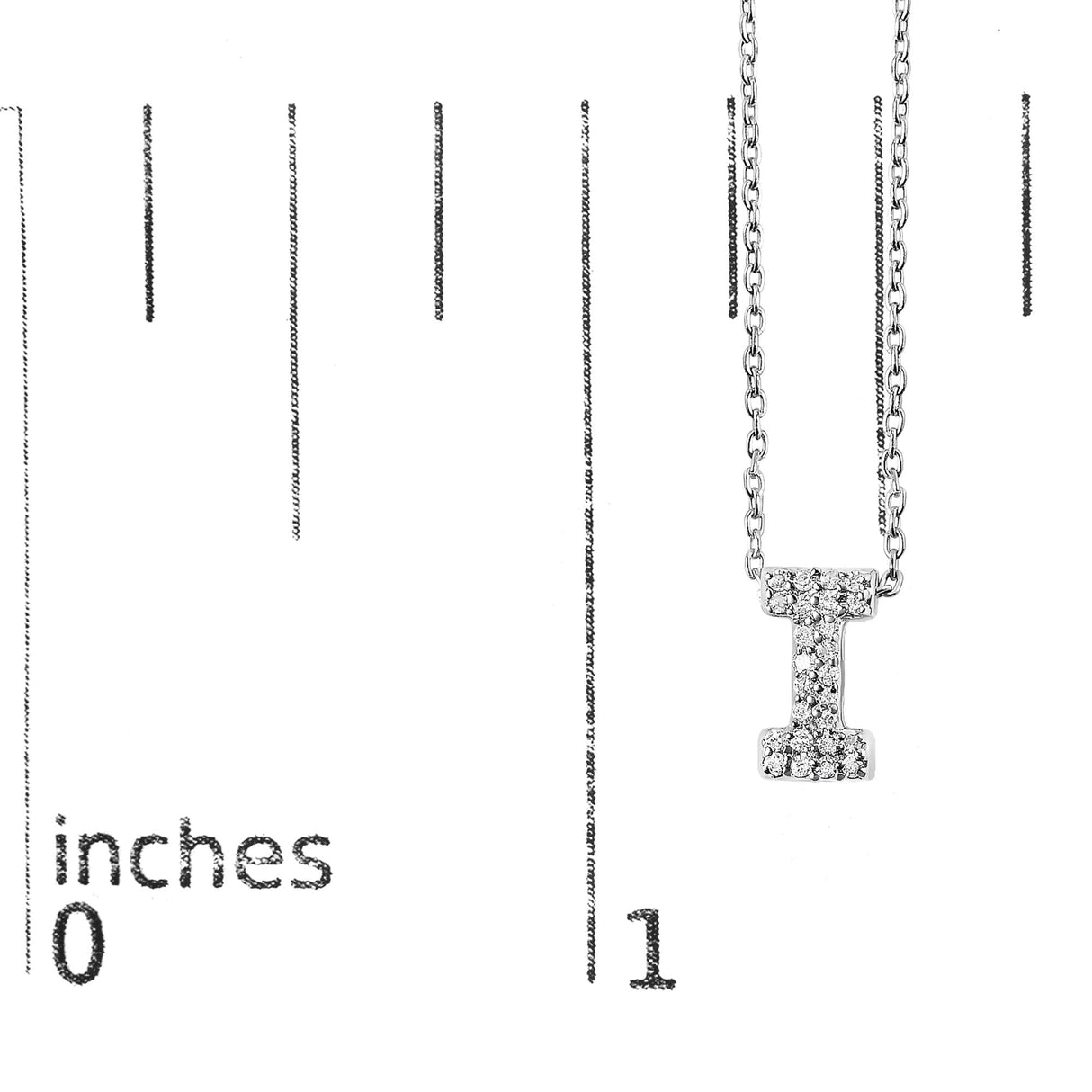 10K White Gold Diamond Accent "A-Z" Initial Bubble Pendant Necklace