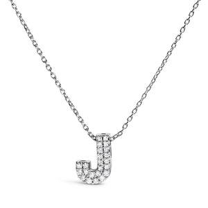 10K White Gold Diamond Accent "A-Z" Initial Bubble Pendant Necklace
