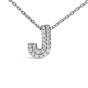 10K White Gold Diamond Accent "A-Z" Initial Bubble Pendant Necklace