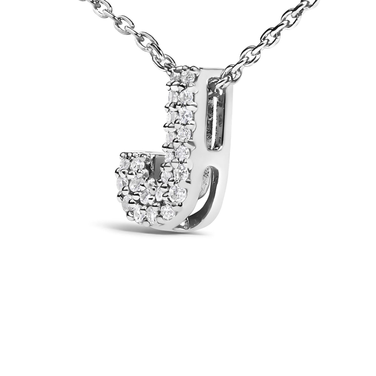 10K White Gold Diamond Accent "A-Z" Initial Bubble Pendant Necklace