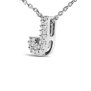 10K White Gold Diamond Accent "A-Z" Initial Bubble Pendant Necklace
