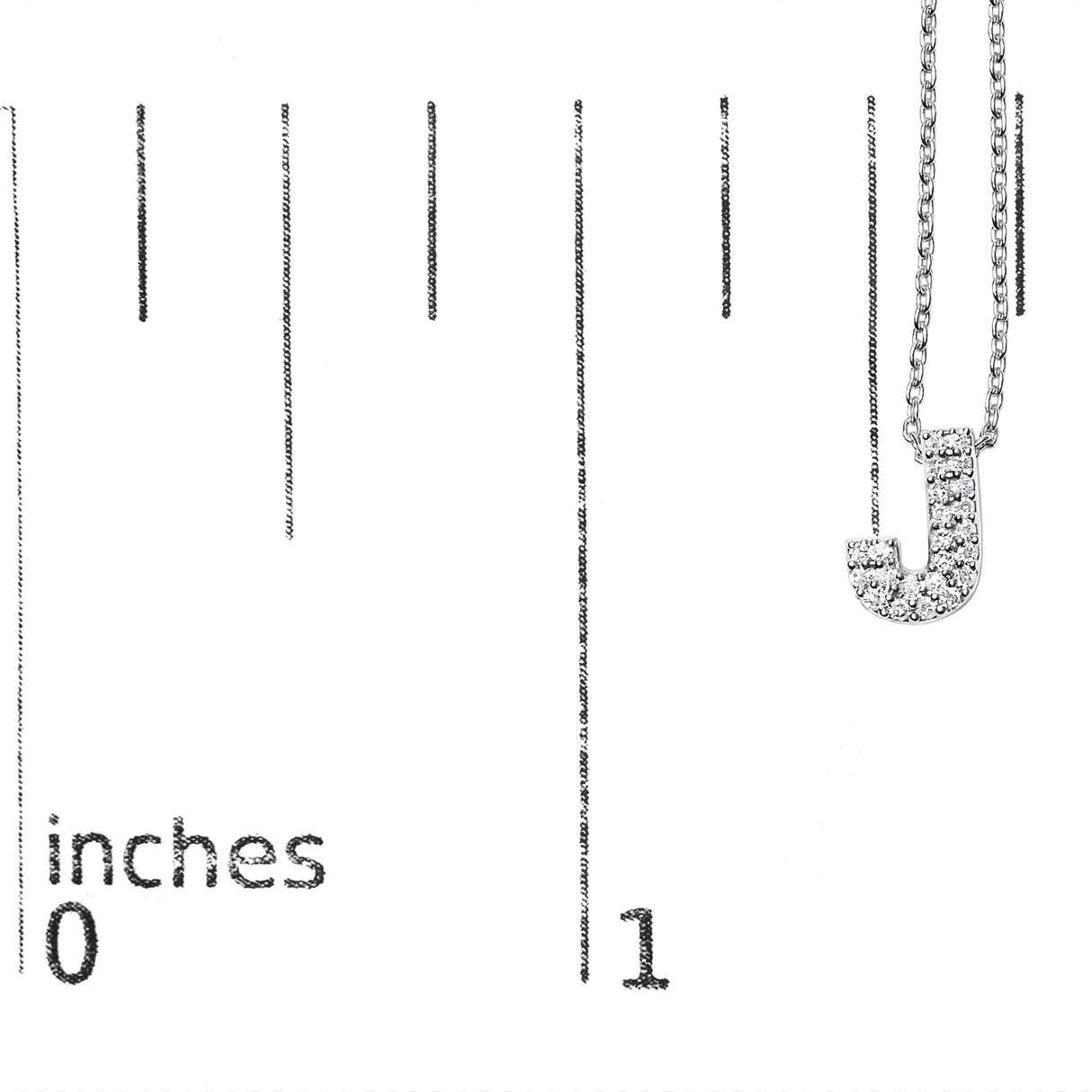 10K White Gold Diamond Accent "A-Z" Initial Bubble Pendant Necklace