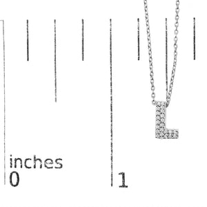 10K White Gold Diamond Accent "A-Z" Initial Bubble Pendant Necklace