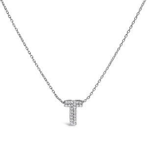 10K White Gold Diamond Accent "A-Z" Initial Bubble Pendant Necklace