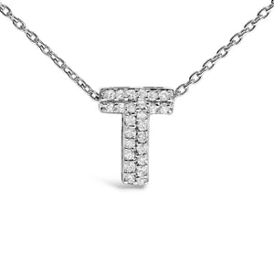 10K White Gold Diamond Accent "A-Z" Initial Bubble Pendant Necklace