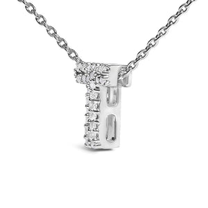 10K White Gold Diamond Accent "A-Z" Initial Bubble Pendant Necklace
