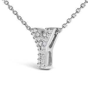10K White Gold Diamond Accent "A-Z" Initial Bubble Pendant Necklace