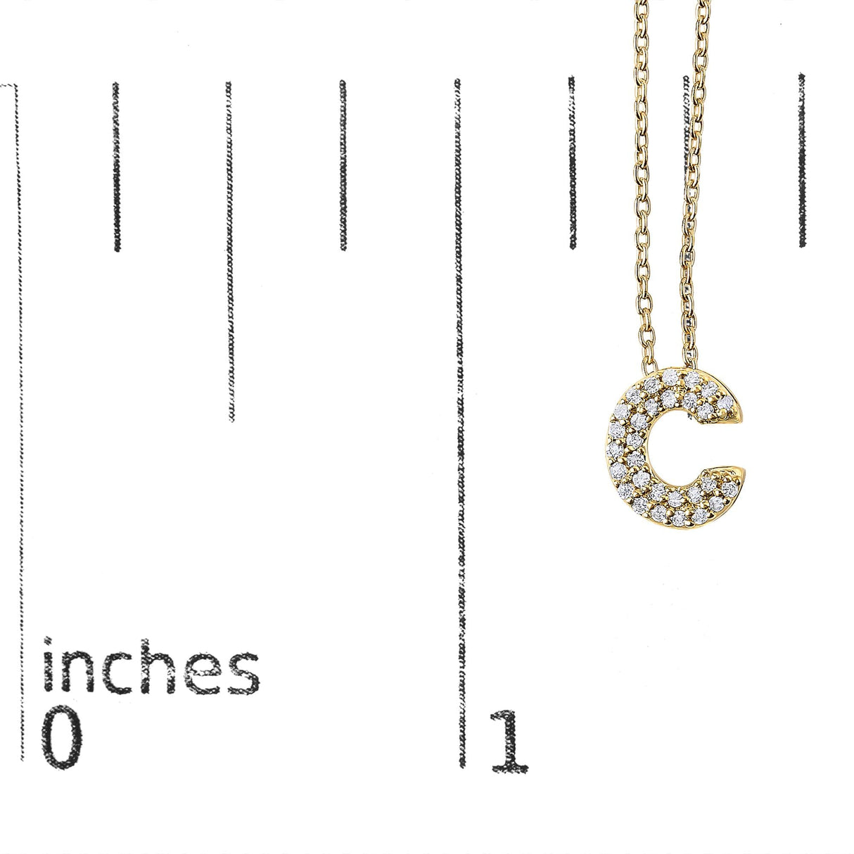 10K Yellow Gold Diamond Accent "A-Z" Initial Bubble Pendant Necklace