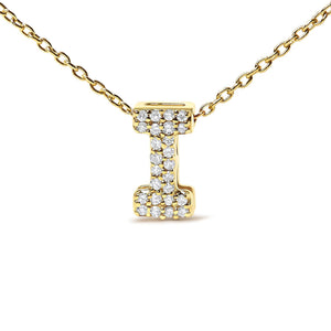 10K Yellow Gold Diamond Accent "A-Z" Initial Bubble Pendant Necklace