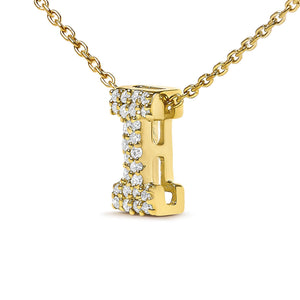 10K Yellow Gold Diamond Accent "A-Z" Initial Bubble Pendant Necklace