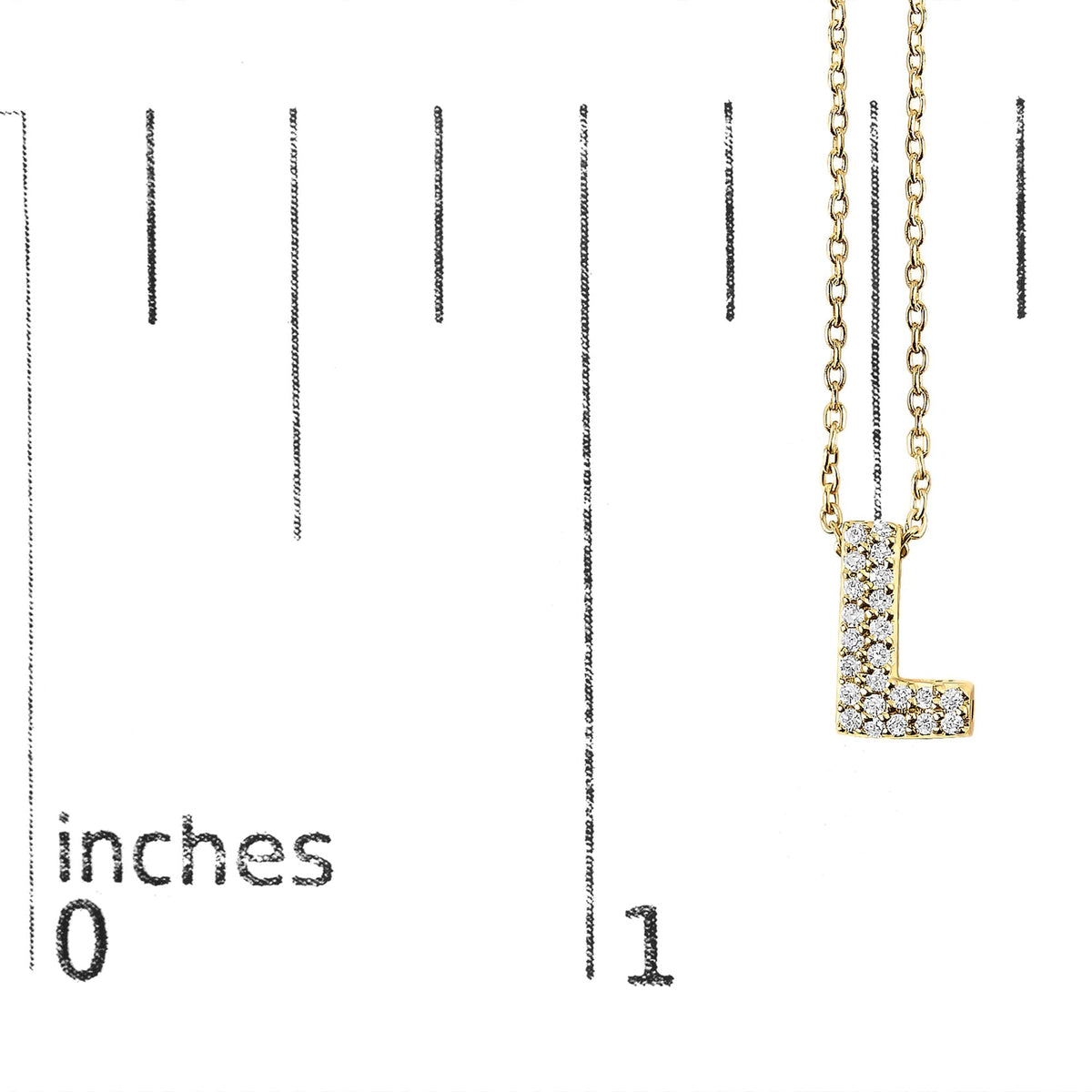 10K Yellow Gold Diamond Accent "A-Z" Initial Bubble Pendant Necklace