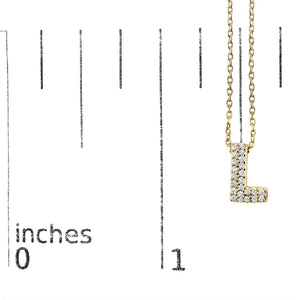 10K Yellow Gold Diamond Accent "A-Z" Initial Bubble Pendant Necklace