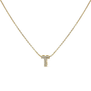 10K Yellow Gold Diamond Accent "A-Z" Initial Bubble Pendant Necklace