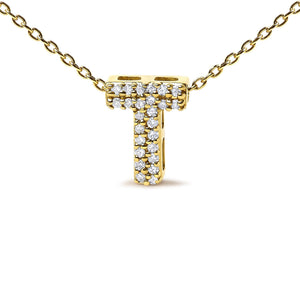 10K Yellow Gold Diamond Accent "A-Z" Initial Bubble Pendant Necklace