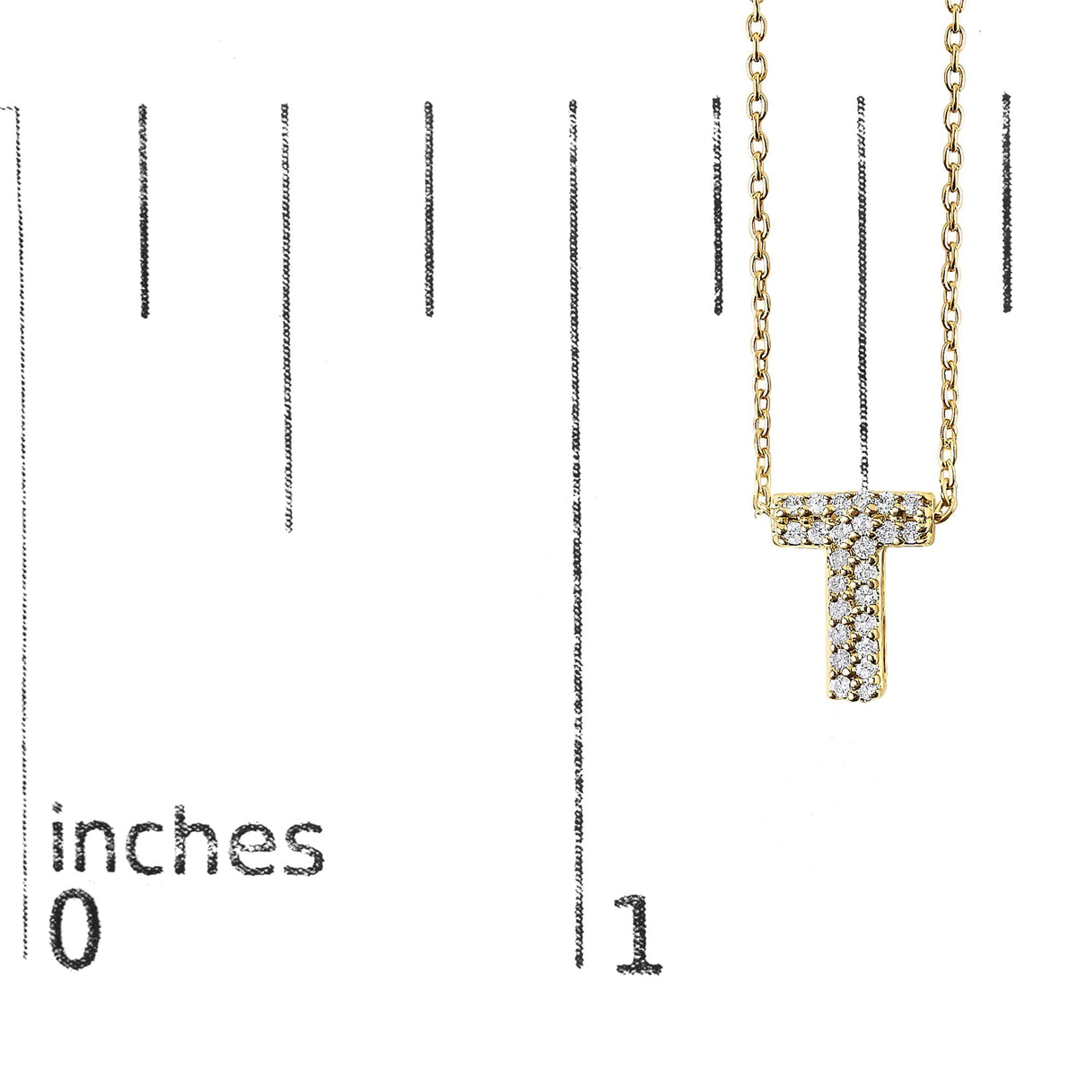 10K Yellow Gold Diamond Accent "A-Z" Initial Bubble Pendant Necklace