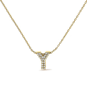 10K Yellow Gold Diamond Accent "A-Z" Initial Bubble Pendant Necklace
