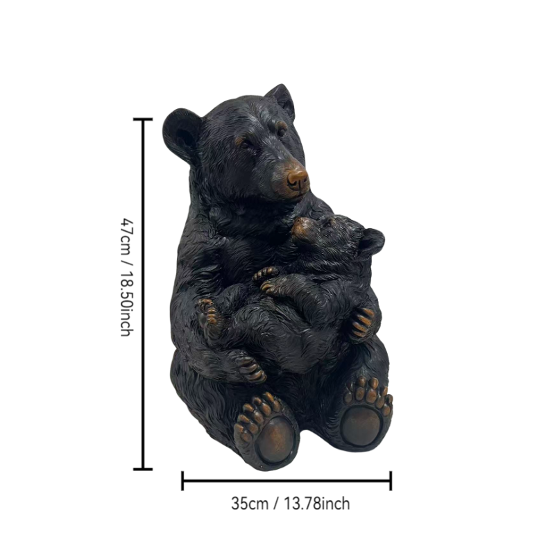 14" Tall Mother Bear Hugging Cub Garden Statue