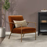 Hammered Brass Upholstered Accent Arm Chair with Performance Upholstery - Orange or Dark Green