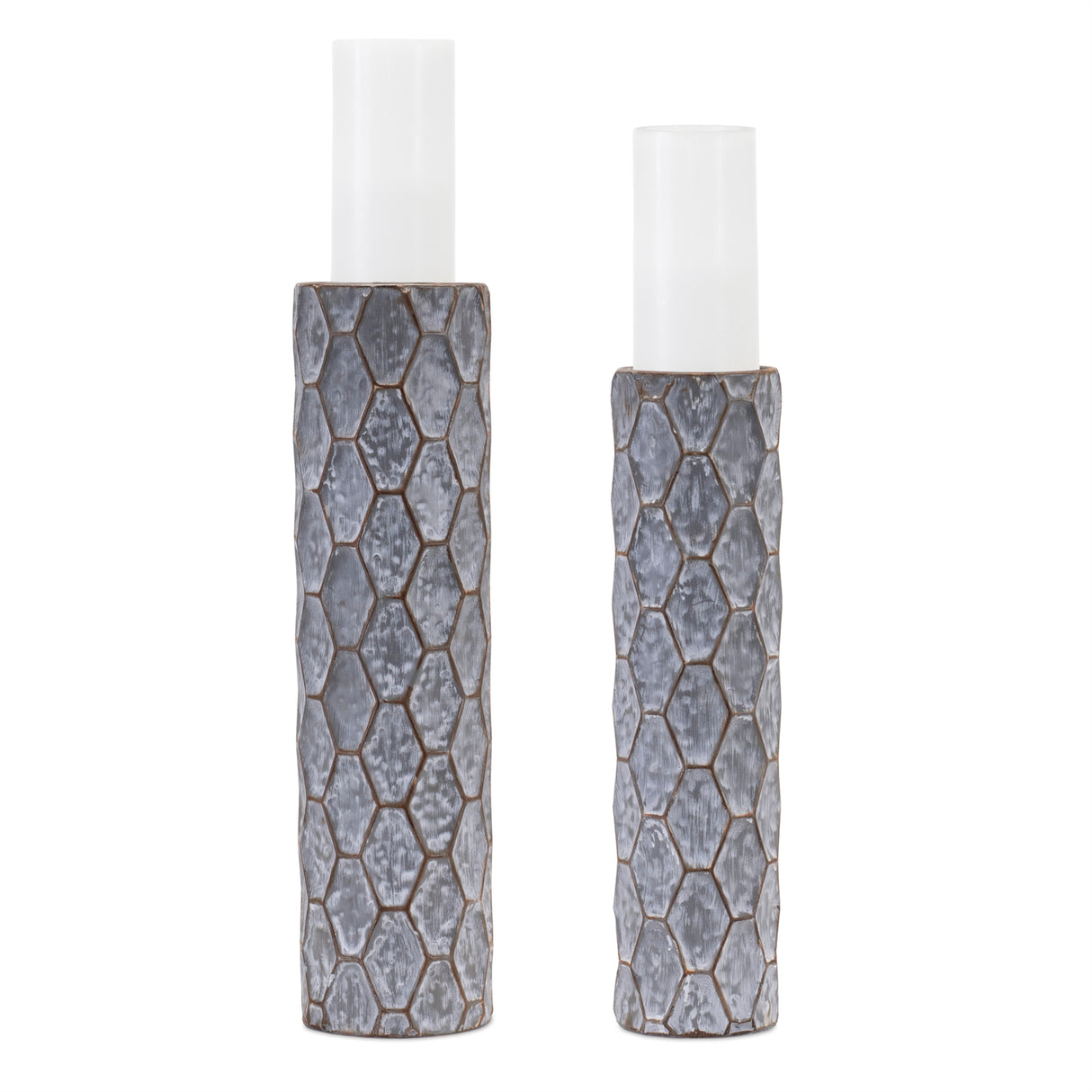Honeycomb metal candle holder (set of 2)