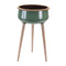 Metal planter w wood legs 24"h